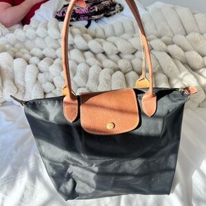 Longchamp Elegant Black and Brown Tote Bag